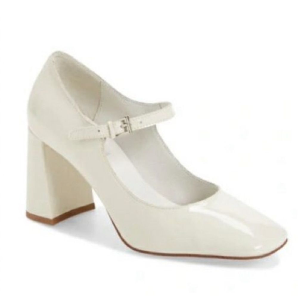 Revolve Jeffrey Campbell Bourdin White Patent Leather Mary Jane Pumps, NWOT